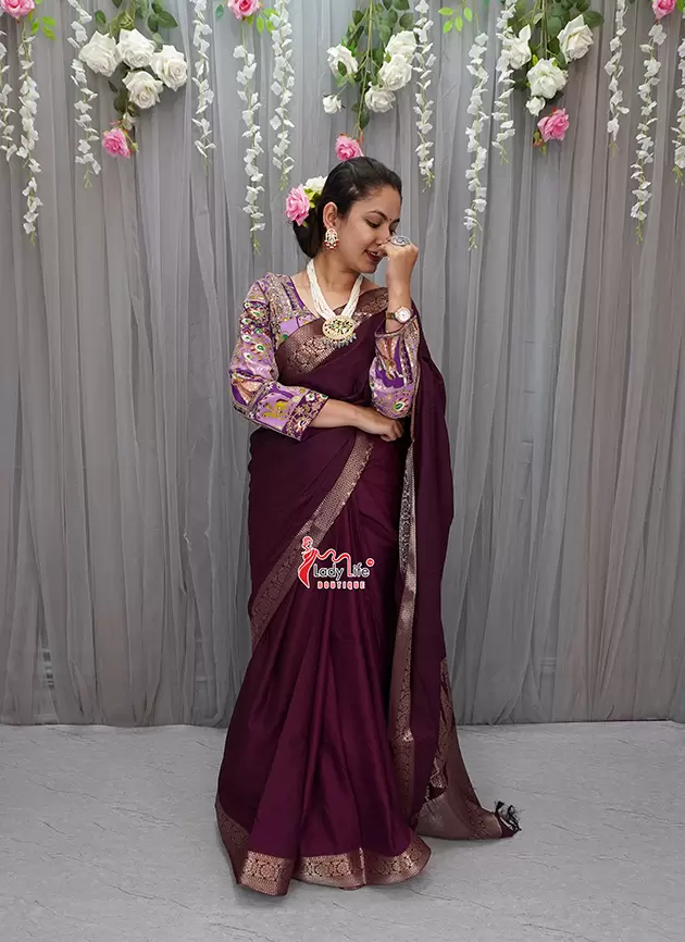PLAIN GADABORDER SAREE